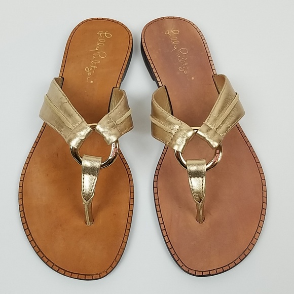 Lilly Pulitzer Shoes - LILY PULITZER | GOLD METALLIC MCKIM SANDALS